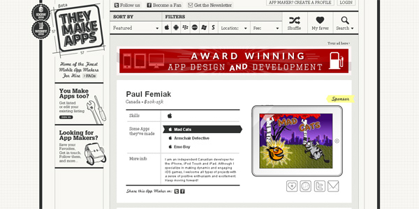 Mẫu thiết kế web sáng tạo 2011 - Theymakeapps.com